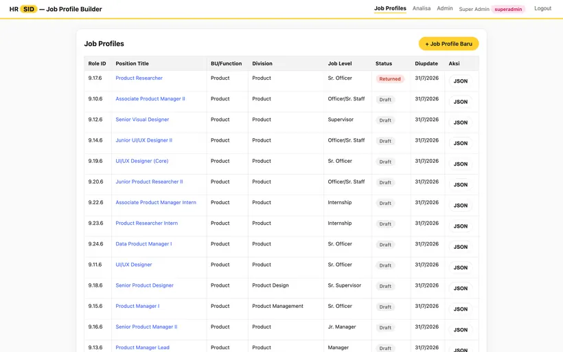 HR SID Job Profile Builder