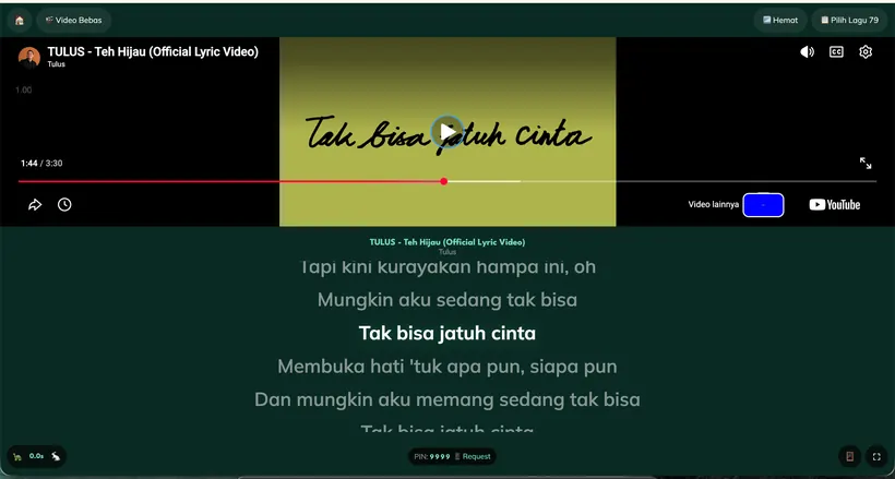 Lirik ikut jalan bersama lagunya, di layar yang dilihat bersama